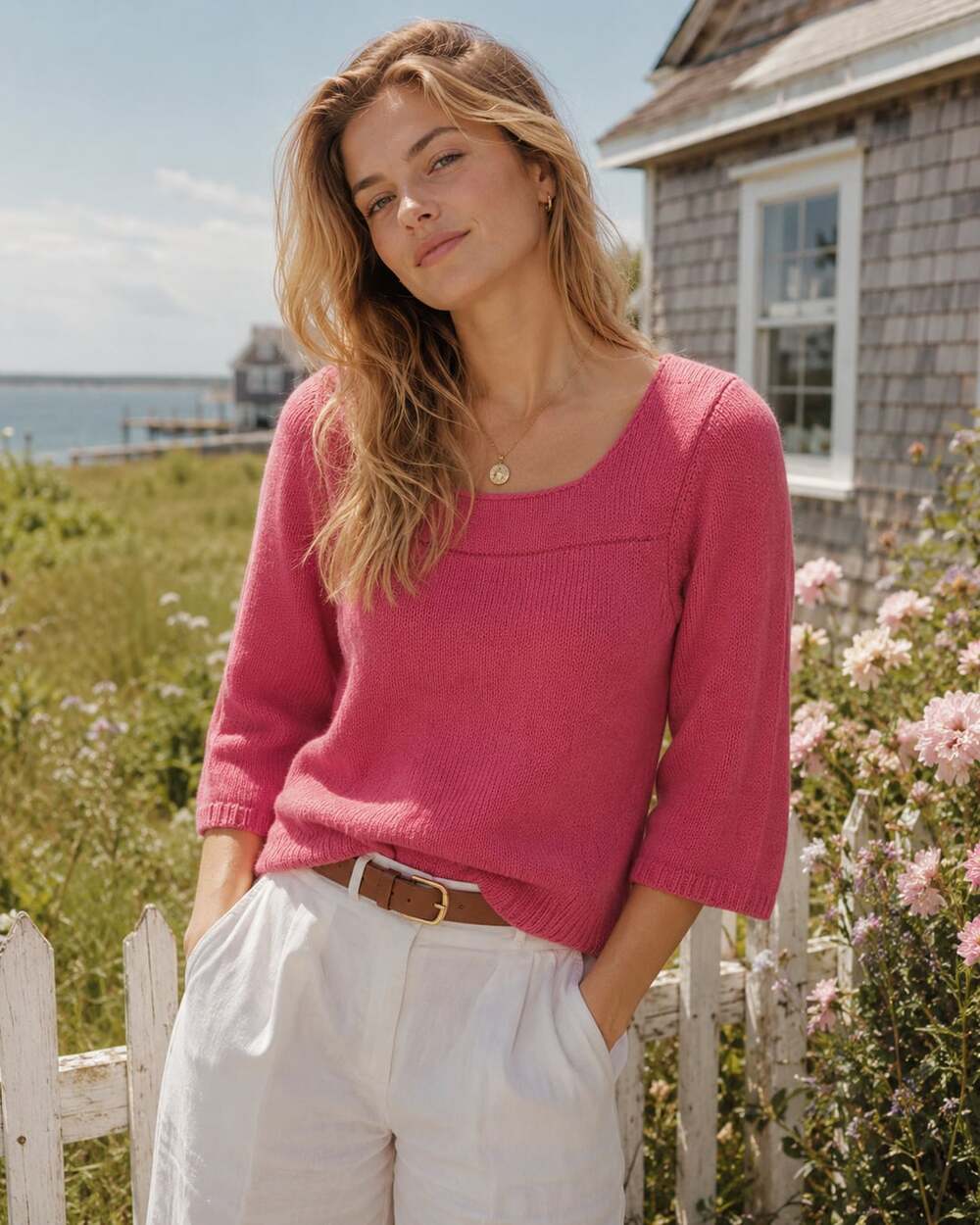 Talbots Pure Cashmere Pink Scoop Neck Sweater XL Quiet Luxury, Coastal Prep